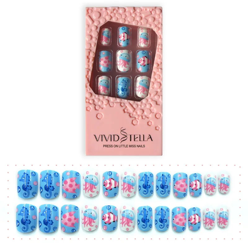 12 видов конструкций, 30 шт., прессованные накладные ногти для детей, в коробке, полное покрытие, Детские накладные ногти, искусственные ABS, сделай сам, для девочек, для дизайна ногтей - Цвет: 11