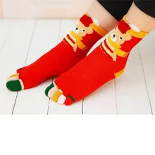 4 пары Рождество Unisec принт многоцветный носком Носки пять носок с пальцами хлопок забавные рождественские носки для Санта моды Носки# ss