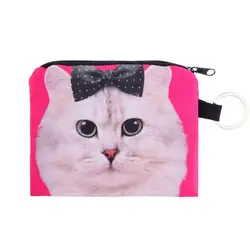 Свежий и живой модный кошелек с животным принтом для девочек, сумка-клатч на замке, портмоне, мобильный телефон ключ, сумка для кошек, сумка