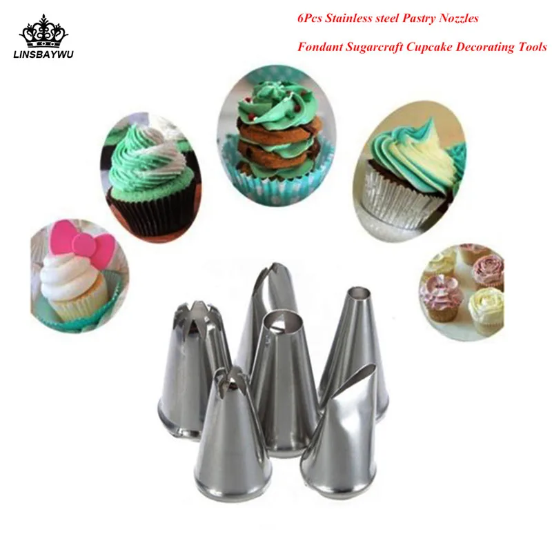 Buy Hot 6Pcs/Set Pastry Nozzles Set Premium Stainless