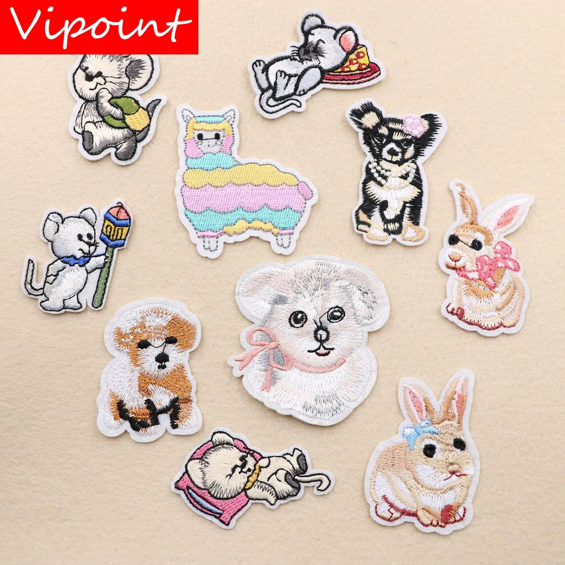 

VIPOINT embroidery rabbit sheep patches mouse foods patches badges applique patches for clothing XW-38