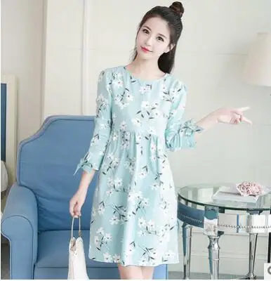 Maternity coat Ties Waist Floral Printed Maternity Dress Summer Autumn Fashion Nursing Clothes for Pregnant Women Pregnancy Clot