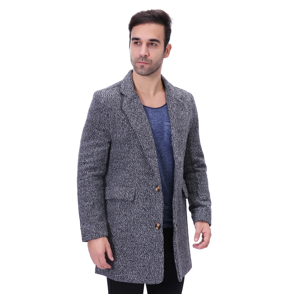 Модная брендовая одежда, мужское зимнее пальто с отложным воротником, Шерстяная Смесь, Мужская ветровка, приталенная Мужская шерстяная куртка