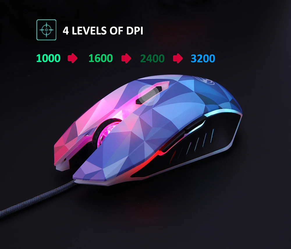Оригинальная игровая мышь Hongsund Dazzle Color Diamond Edition проводная геймерская оптическая