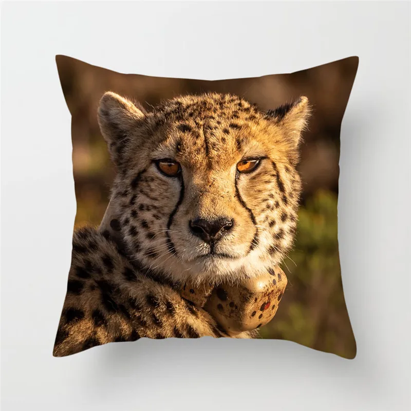 

Fuwatacchi Wild Animal Cushion Cover Leopard Wolf Tiger Printed Pillow Cover for Home Sofa Decorative Pillows Case Pillowcase