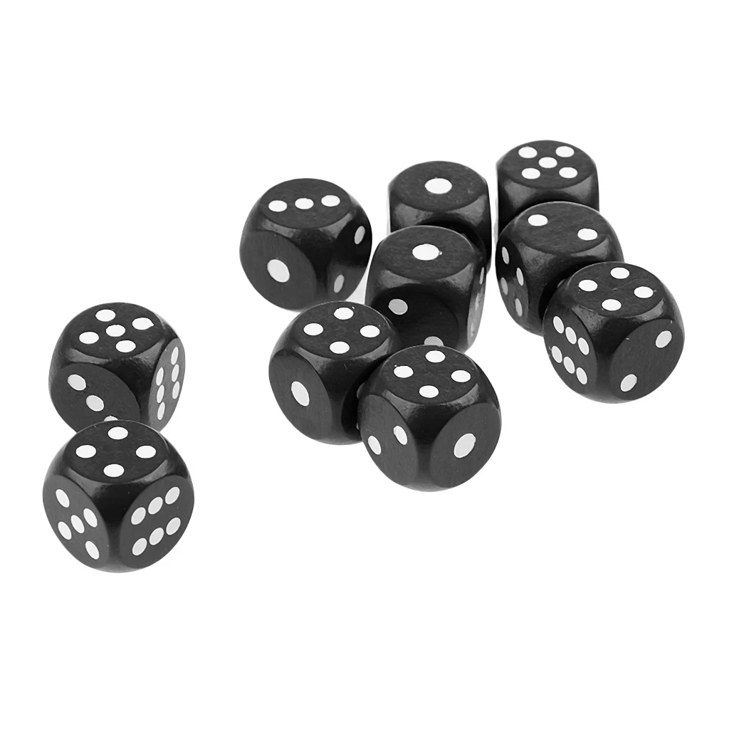 MagiDeal 10Pieces Wooden Dice D6 Six Sided Dotted Dice for Dungeons and DragonsTable Board Games