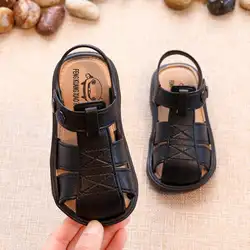 Новые детские сандалии лето для мальчиков и девочек модные студенческие из искусственной кожи, для детей пляжные сандалии Нескользящие
