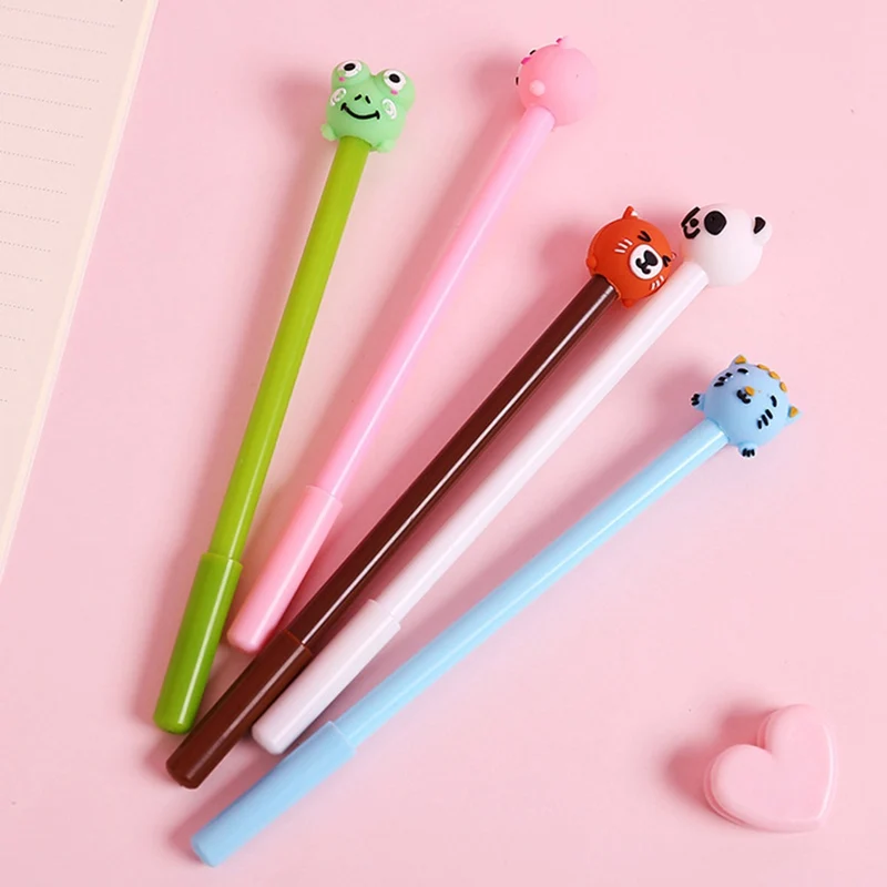 

1Pcs Cartoon Cute Pig Cat Bear Panda Frog 0.5mm Black Gel Pen Student Gifts Awards Office Writing Supplies Stationery