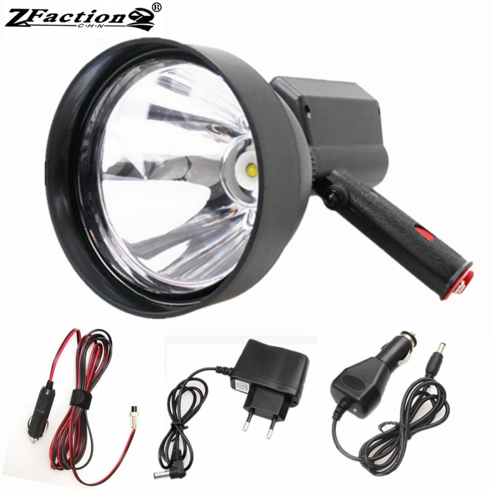 

Rechargeble Dual Power 240V&12V Combination 25W LED Handheld Spotlight 2500LM 150MM Hunting Fishing Portable light SpotBeam lamp