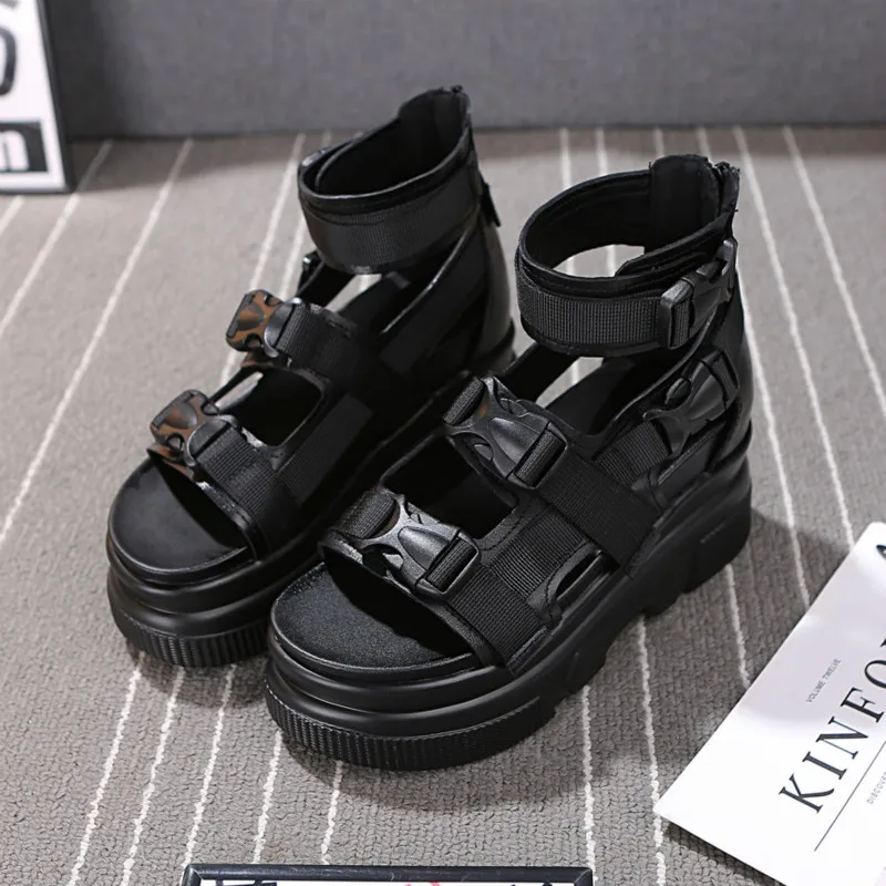SWYIVY Summer White Shoes Sandals Woman Genuine Leather Wedge Shoes Platform Sandals Ankle Belt 2019 Chunky Sandal For Woman SWYIVY Summer White Shoes Sandals Woman Genuine Leather Wedge Shoes Platform Sandals Ankle Belt 2019 Chunky Sandal For Woman