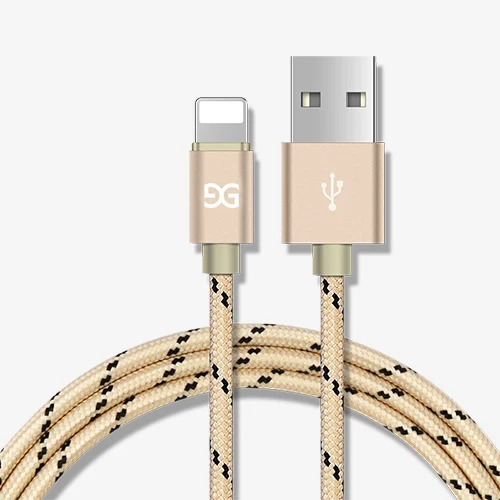 GUSGU USB кабель для iPhone X, 8, 7, 6, 6S Plus, 5, 5C, 5S, SE, быстрое зарядное устройство, светодиодный usb-кабель для синхронизации данных и быстрой зарядки для iPhone - Цвет: Golden