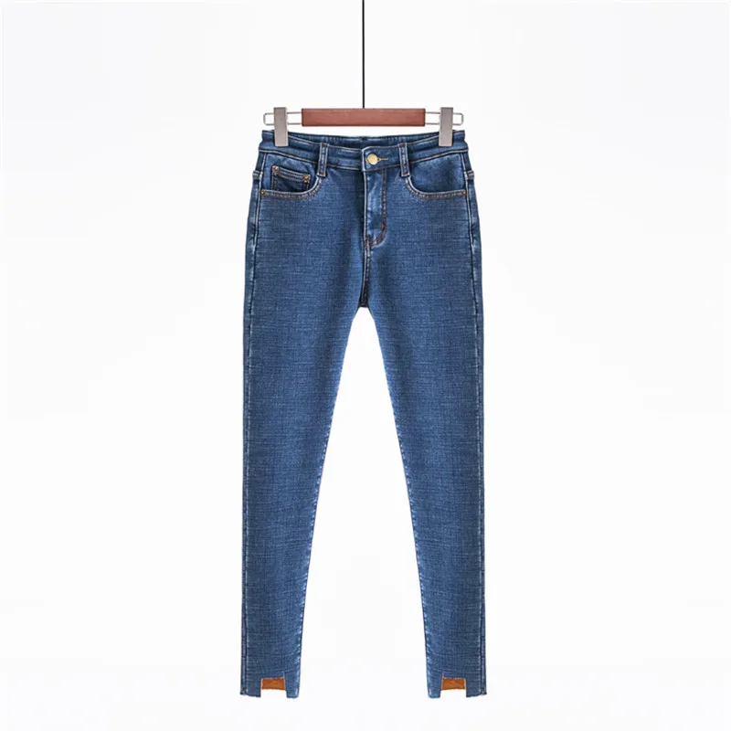 JUJULAND New Slim Stretch High Waist Skinny Jeans Female Scratch Worn Feet Vintage Black Blue Pencil Pants Women Jeans 8138 JUJULAND New Slim Stretch High Waist Skinny Jeans Female Scratch Worn Feet Vintage Black Blue Pencil Pants Women Jeans 8138