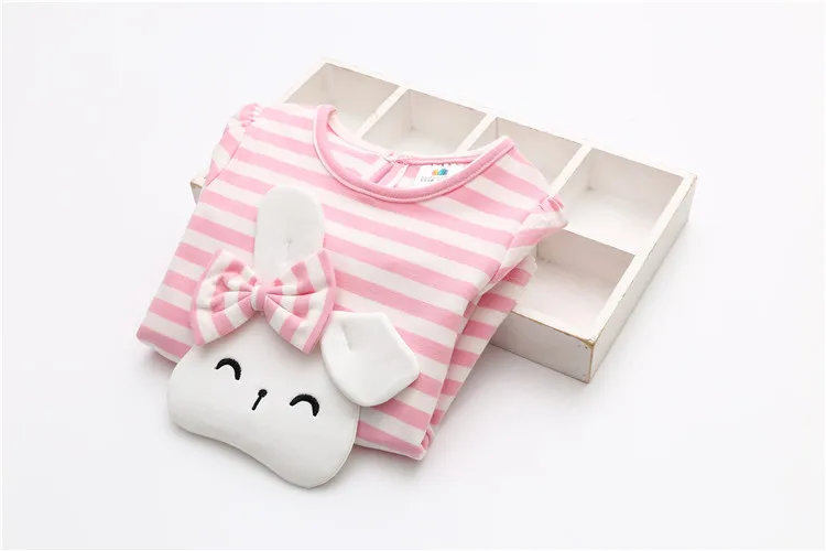 Kids Tops 2018 Fashion Spring Autumn Long Sleeve O-Neck Cute Rabbit Bow Striped Patchwork Baby Tees Little Child Girls T Shirts (8)
