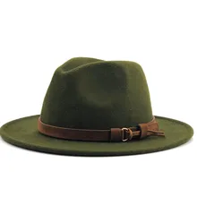 Женская Мужская шерстяная фетровая шляпа с кожаной лентой, элегантная дамская шляпа для джентльменов, зима-осень, с широкими полями, джазовая церковная Панама, сомбреро, Кепка