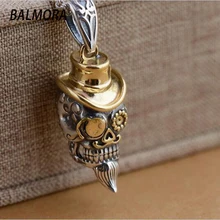 100% Real Pura Plata Esterlina 925 Del Encanto Del Cráneo con un Sombrero Colgante de Collar de Hombres de La Moda de Accesorios De Alta Calidad SY13011