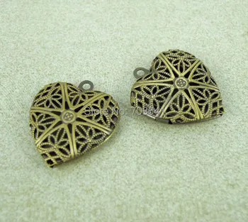 

20x5mm Antique Bronze brushed Brass Love Heart Hollow Picture Photo Frame Locket Pendant Diy Jewelry Findings Settings Wholesale