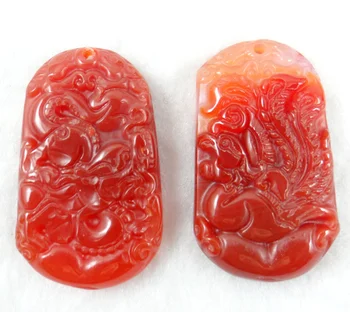 

Fashion Unique Marine chalcedony stone hand-carved Dragon and Phoenix pendant Gems beads jewelry Making 4Pcs/lot free shipping