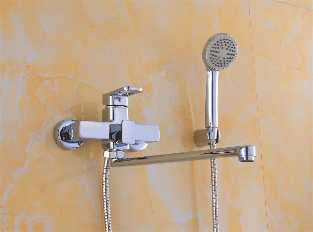 Ванна смесители хром одной ручкой горячей и холодной водопроводной воды смеситель для душа с Handheld Showerhead Душ Ванна кран