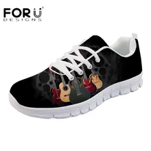 FORUDESIGNS/весенние женские прогулочные туфли на плоской подошве; крутая гитара; женские удобные сетчатые кроссовки с принтом; дышащие легкие кроссовки; zapatos mujer; для девочек