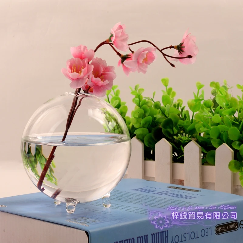 Round Vase Christmas Table Ball Terrarium Glass Flower Vase Wall Round Sphere Tabletop Vases Home Decoration Transparent