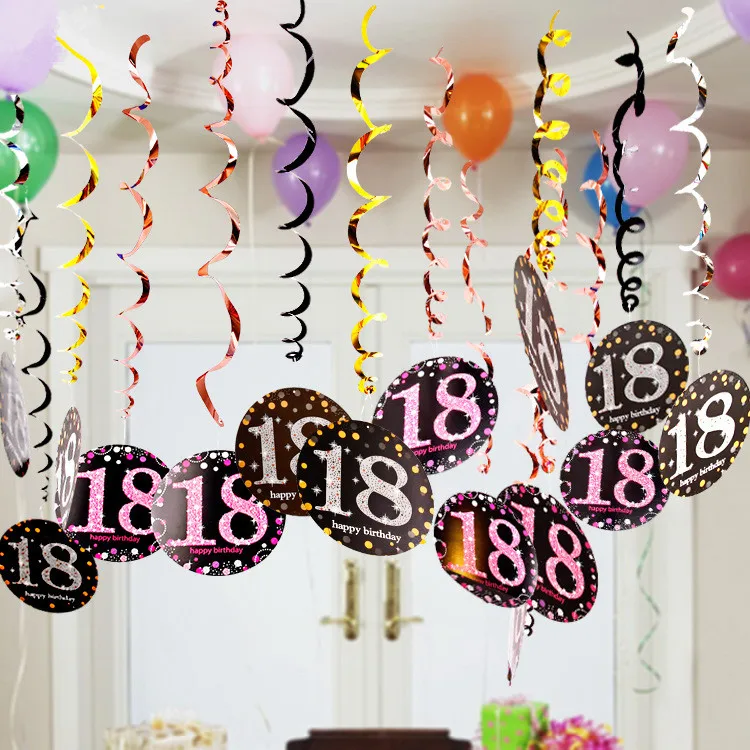 

18 21 30 40 50 60 70 th Years Hanging Swirls Spiral Ornaments Happy Birthday Party Decorations Adult Anniversary Party Supplies