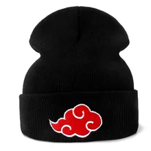 Японский логотип Akatsuki Аниме Наруто повседневные шапочки для мужчин и женщин вязаная зимняя однотонная шляпа хип-хоп Skullies шляпа Кепка в стиле унисекс