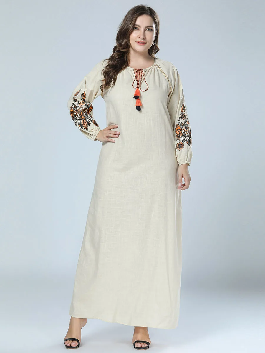 

Kaftan Arabic Islamic Dubai Dress Muslim Moroccan Kaftan Middle Eastern Abaya Big Size Embroidery Robe Musulmane Longue