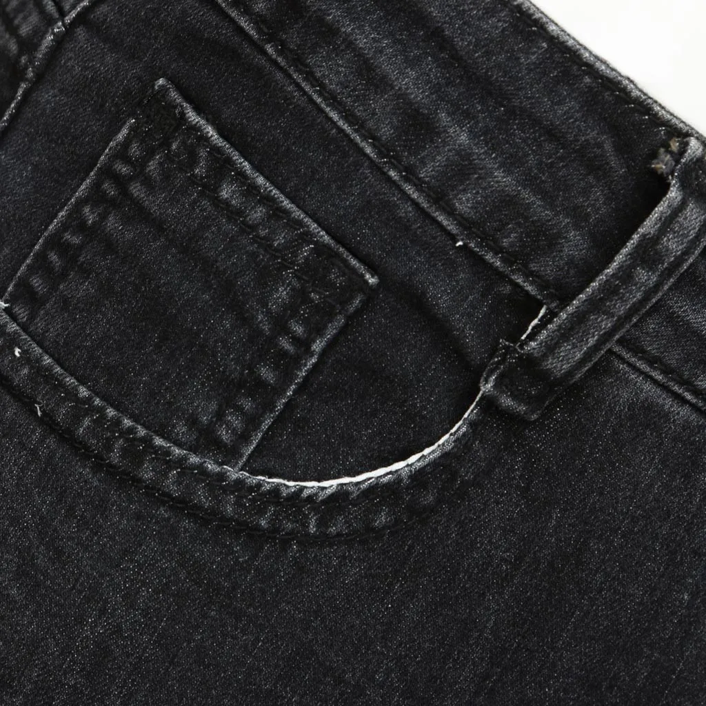 KLV джинсы весна и лето мужская мода деним хлопок отверстие прямой карман брюки потертые джинсы брюки Горячая Высокое качество 9610