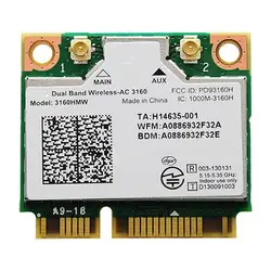 Ssea новый для Intel Dual Band Беспроводной-AC 3160 AC 3160hmw карты 2.4 г/5 ГГц 802.11ac половина мини pci-e 433 Мбит/с Wi-Fi Bluetooth BT 4.0