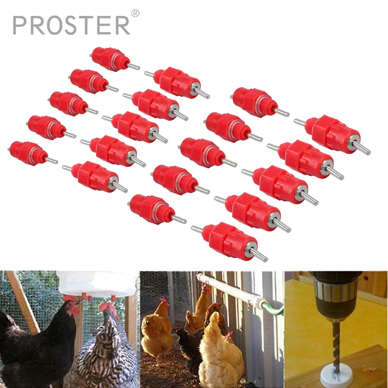 Proster 20 Pcs Water Nipple Valves Auto Drinker Waterer Feeder