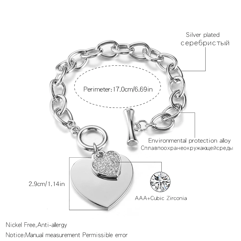 Gold Love Heart Charm Bracelets For Women Accessories Silver Color Link Chain Bileklik & Bangles Trendy Jewelry 2020|charm bracelet|women
