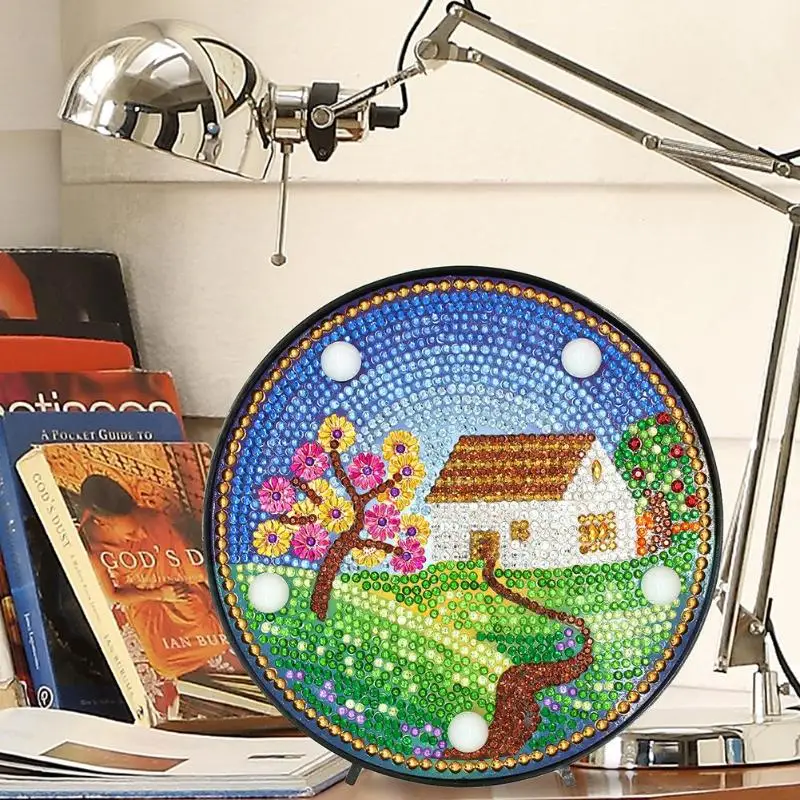 

DIY LED Full Drill Diamond Painting Light House Special Shaped Bedroom Night Lamp Home Desk Decorative Night Light