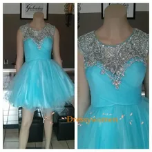 2015 Sweet Gorgeous A Line Scoop Beading Applique Organza Homecoming font b Dresses b font font