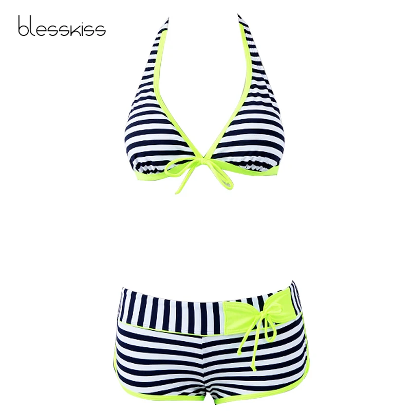 Günstige Bikini 2019 Frauen Bademode Halter Push Up Badeanzug Weibliche Helle Badeanzug Plus Größe Schwimmen Anzug Für Damen Mit Shorts