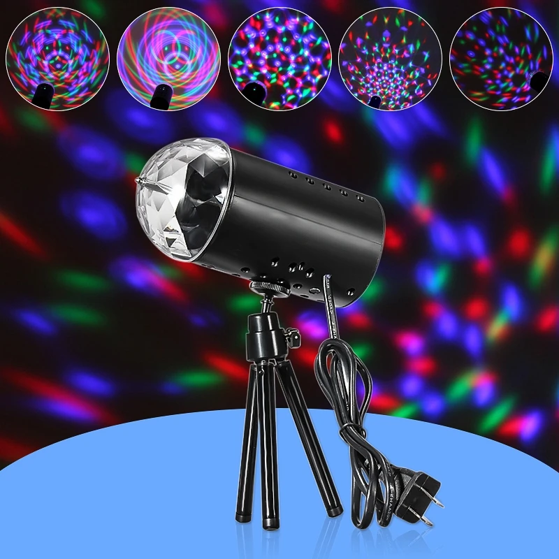

Jiguoor3W LED RGB Stage Light Auto Rotating Crystal laser projector disco Voice-activated lighting DJ LED Bulb Party Lamp