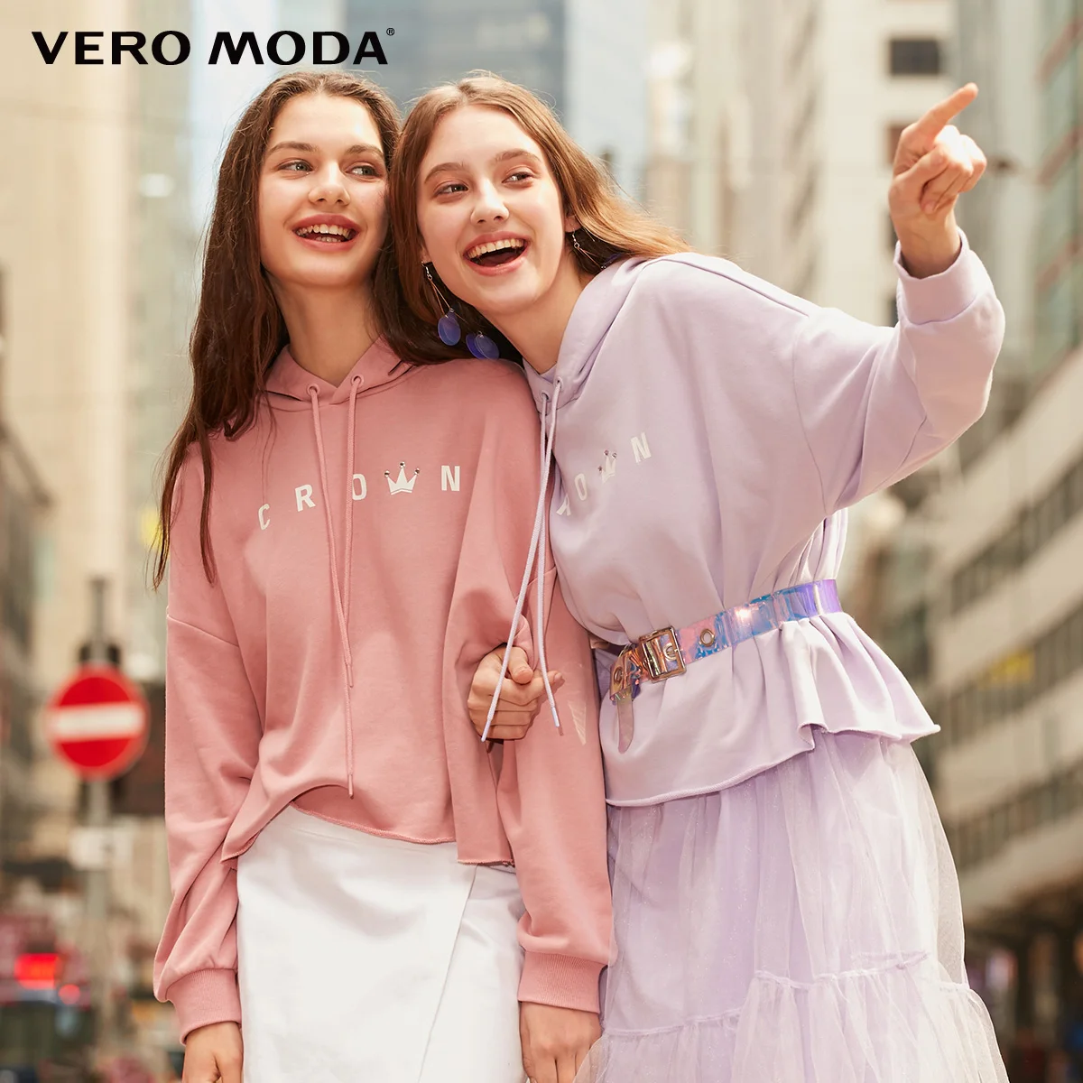 

Vero Moda 2019 New Women's Letter Print Rhinestones Ribbed Cuffs Loose Fit Pure Hoodie | 319133511