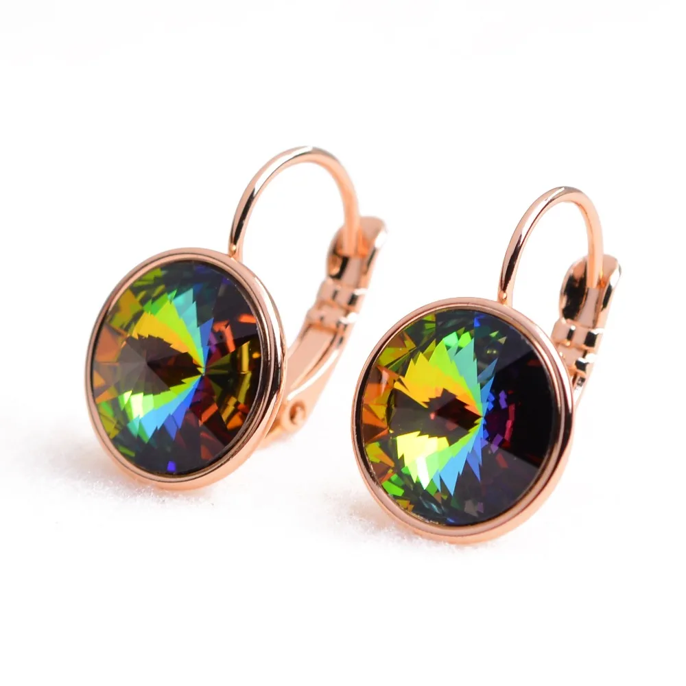 

Bella Earrings Rose Gold Color Austrian Crystal Earrings For Women Fashion Round Earrings gold clip on earrings
