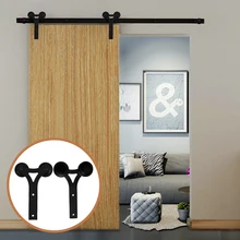LWZH Rustic Wooden Sliding Door Closet Hardware Kit Black Carton Steel Y Shaped for 6FT/7FT/ 9 FT Single Sliding Barn Doors