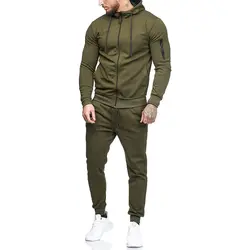 Хёрд 2019 Для мужчин спортивные костюм модная куртка с капюшоном + штаны в стиле хип-хоп уличная спортивная одежда Комплект из 2 предметов
