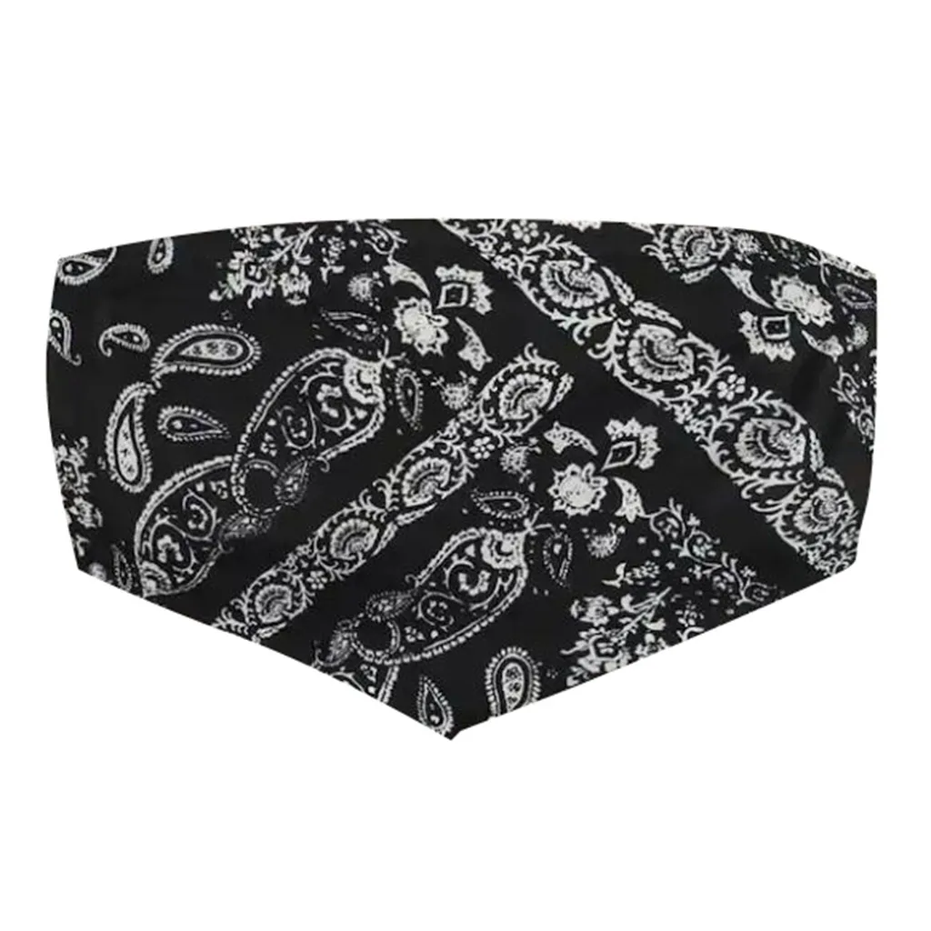 Женский купальный костюм с принтом, сексуальный бандажный комплект нижнего белья, Бесшовная майка без рукавов, короткая футболка, укороченный Топ# YL5