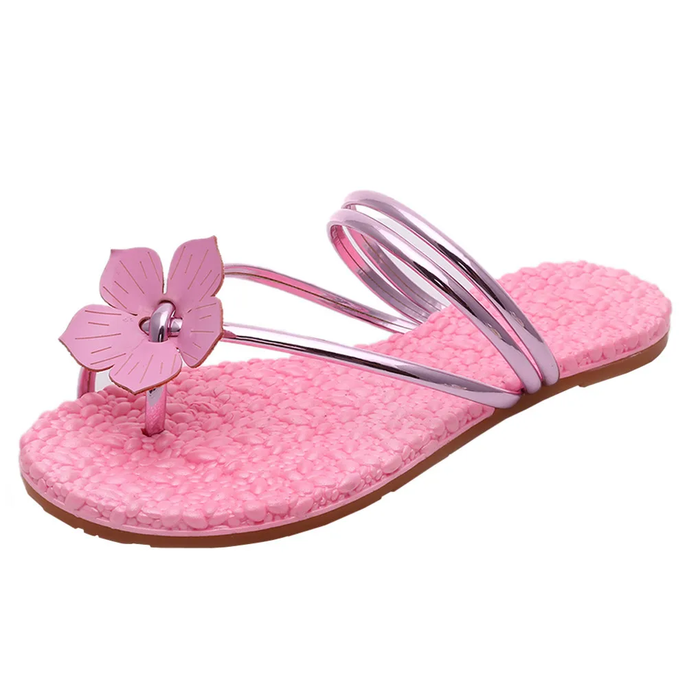 

2018 Fashion Women Flowers Flat Heel Anti Skidding Beach Shoes Sandals Slipper Summer Women Sandals