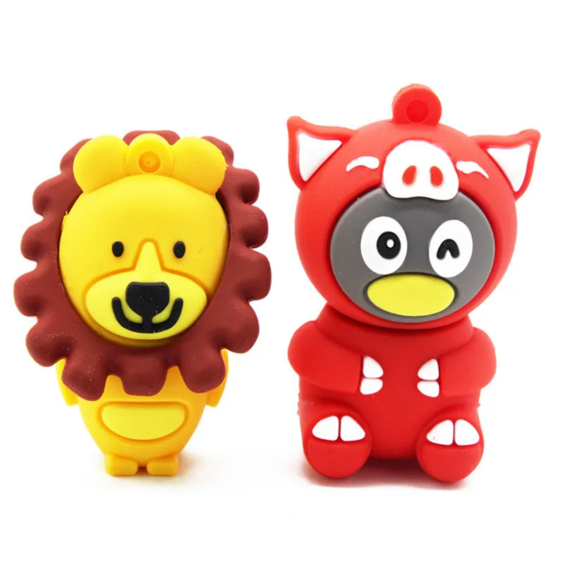 Animal pig lion pendrive 8 ГБ 16 32 usb флеш накопитель милый U disk|USB флэш-накопители| |