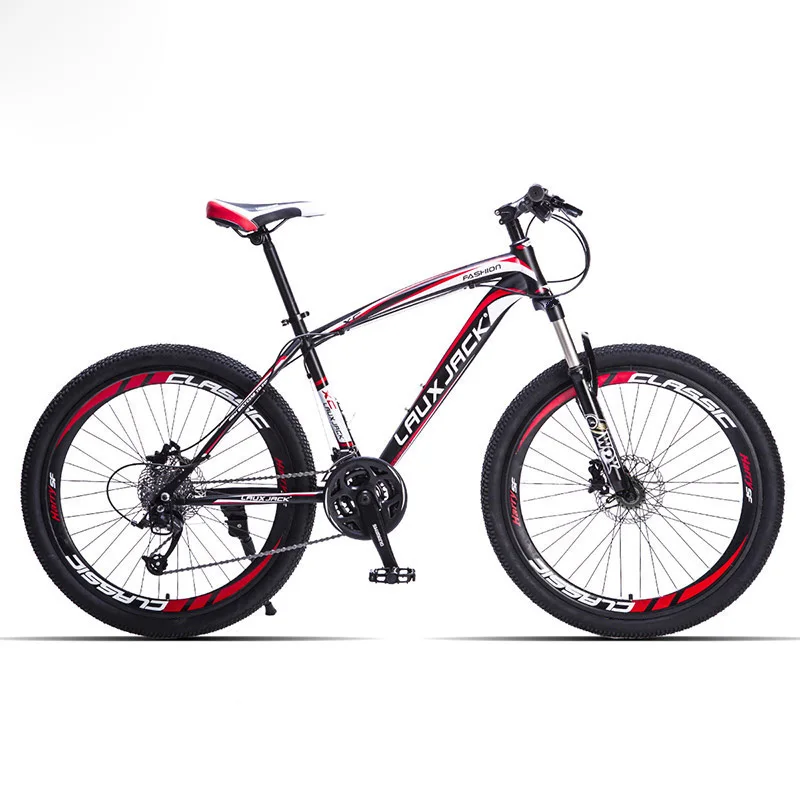 Flash Deal LAUXJACK Mountain bike steel frame 24 speed Shimano mechanical disc brakes 26" wheels 3