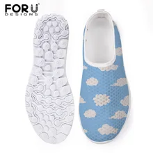 FORUDESIGNS/милые женские легкие лоферы с рисунком облаков; дышащая сетчатая обувь для девочек; прогулочная обувь без застежки; обувь на плоской подошве