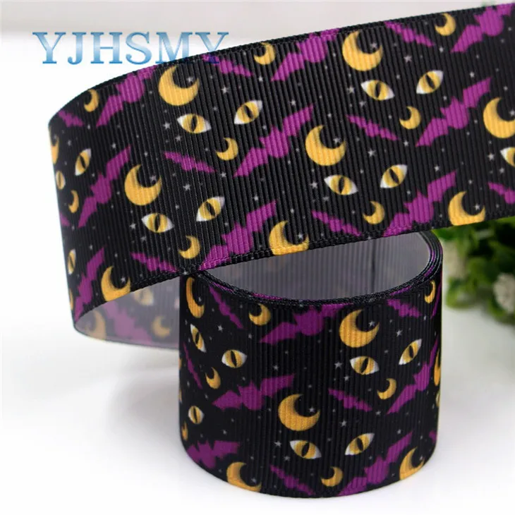 YJHSMY G-18728-694,38 mm 5 Yards Halloween Printed grosgrain ribbons,DIY handmade Hair accessories Material wedding gift wrap - Цвет: G-18728-700