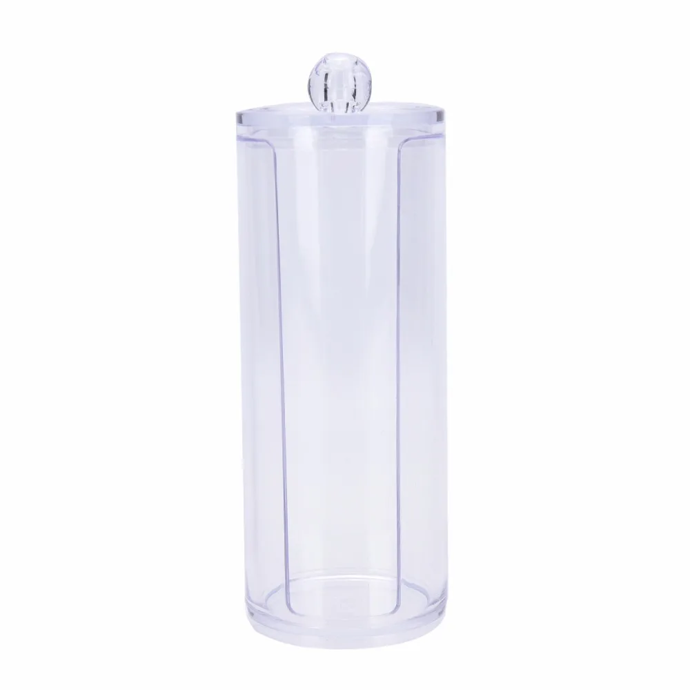 

Portable Home Cotton Pads Organizer Q-tip Container Swab Acrylic Round Make up Storage Box Case For Hotel
