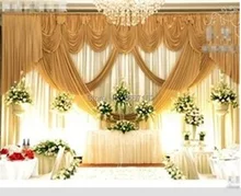 Gold wedding Backdrop Wholesale stage decoration wedding supplies 10ft*20ft Wedding Backdrop With Swag stage decorations