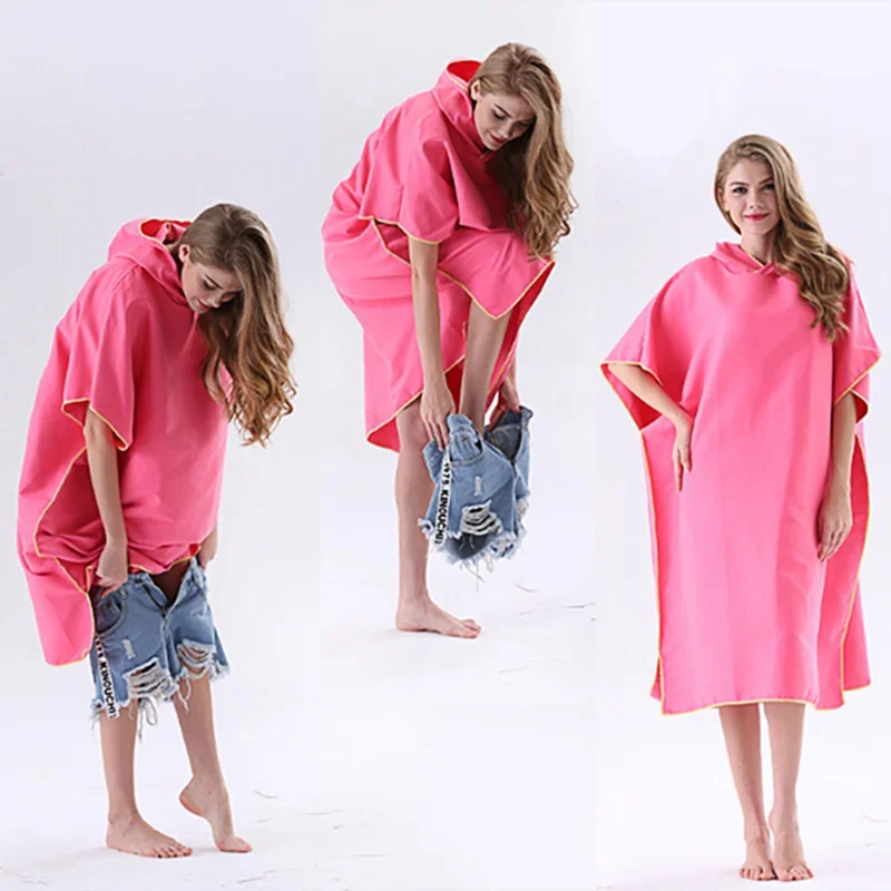 

Portable Men Women Super Absorb Changing Bath Robe Quick-dry Surf Poncho Towel With Hood Bath Robe Poncho One Size Fit All
