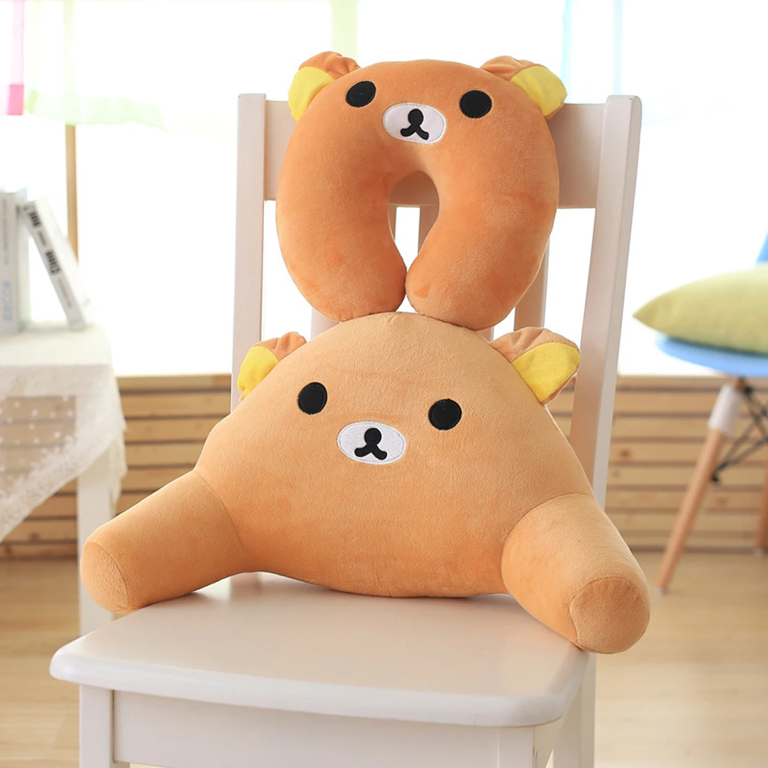 

2Pcs/set Cartoon U Shaped Neck Pillow Back Cushion Set Comfortable Travel Home Office Car Pillow for Sleep Home Textile