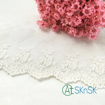 

1Yard/Lot DIY Decorative White Lace Ribbons 7CM Wide Crocheted Woven Edge Floral Lace Trims for DIY Clothing Headdress Appliques